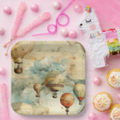 Vintager Heißluftballon in einer Serenlandschaft ( Pappteller (Party)