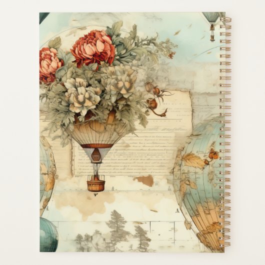 Vintager Heißluftballon in einer Serenlandschaft ( Planer (Rückseite)