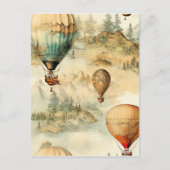 Vintager Heißluftballon in einer Serenlandschaft ( Postkarte (Vorderseite)