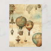 Vintager Heißluftballon in einer Serenlandschaft ( Postkarte (Vorderseite)