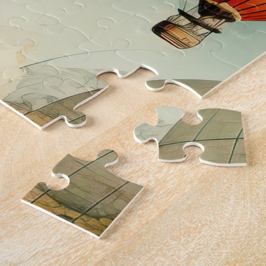 Vintager Heißluftballon in einer Serenlandschaft ( Puzzle (Seite)