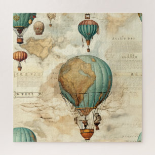 Vintager Heißluftballon in einer Serenlandschaft ( Puzzle