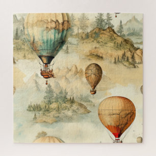 Vintager Heißluftballon in einer Serenlandschaft ( Puzzle