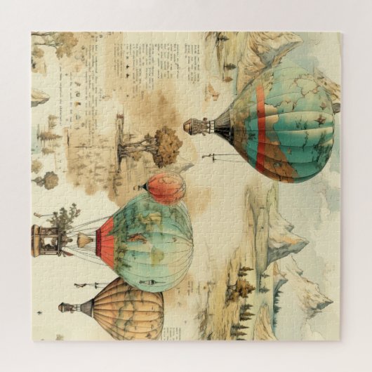 Vintager Heißluftballon in einer Serenlandschaft ( Puzzle (Horizontal)