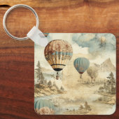 Vintager Heißluftballon in einer Serenlandschaft ( Schlüsselanhänger (Vorderseite)