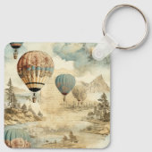 Vintager Heißluftballon in einer Serenlandschaft ( Schlüsselanhänger (Rückseite)