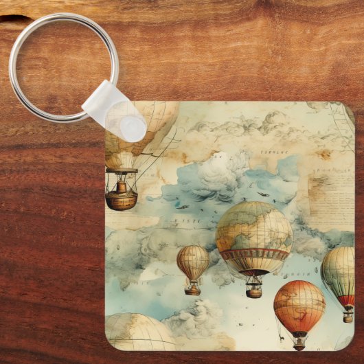 Vintager Heißluftballon in einer Serenlandschaft ( Schlüsselanhänger (Vorderseite)