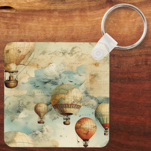 Vintager Heißluftballon in einer Serenlandschaft ( Schlüsselanhänger (Rückseite)