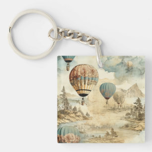 Vintager Heißluftballon in einer Serenlandschaft ( Schlüsselanhänger