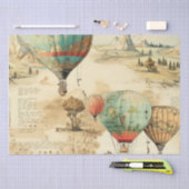 Vintager Heißluftballon in einer Serenlandschaft ( Seidenpapier (Handwerk)