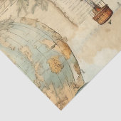 Vintager Heißluftballon in einer Serenlandschaft ( Seidenpapier (Detail)