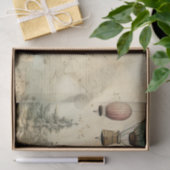 Vintager Heißluftballon in einer Serenlandschaft ( Seidenpapier (Geschenk)