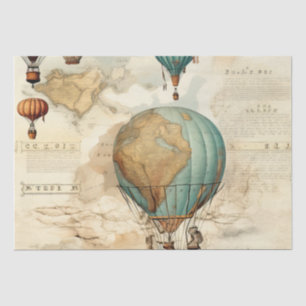 Vintager Heißluftballon in einer Serenlandschaft ( Seidenpapier