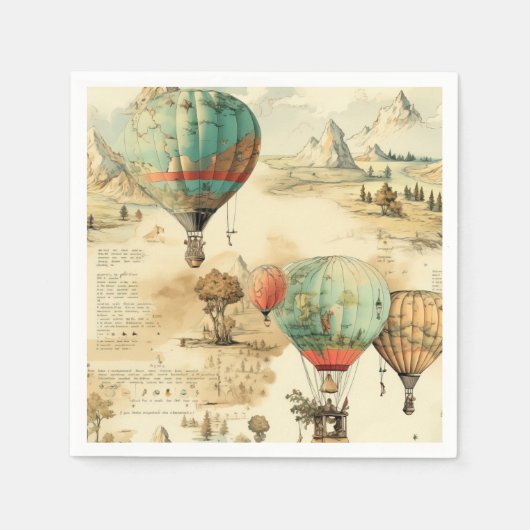 Vintager Heißluftballon in einer Serenlandschaft ( Serviette (Vorderseite)