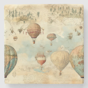 Vintager Heißluftballon in einer Serenlandschaft ( Steinuntersetzer