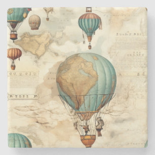 Vintager Heißluftballon in einer Serenlandschaft ( Steinuntersetzer