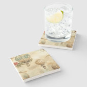 Vintager Heißluftballon in einer Serenlandschaft ( Steinuntersetzer (Seitenansicht)