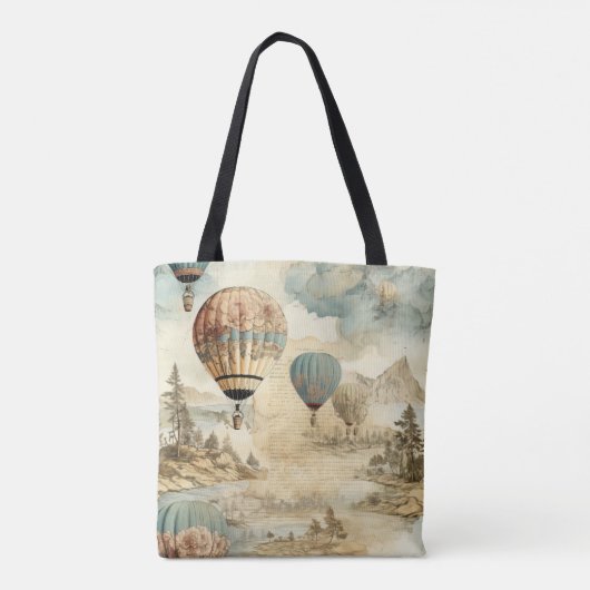 Vintager Heißluftballon in einer Serenlandschaft ( Tasche (Rückseite)