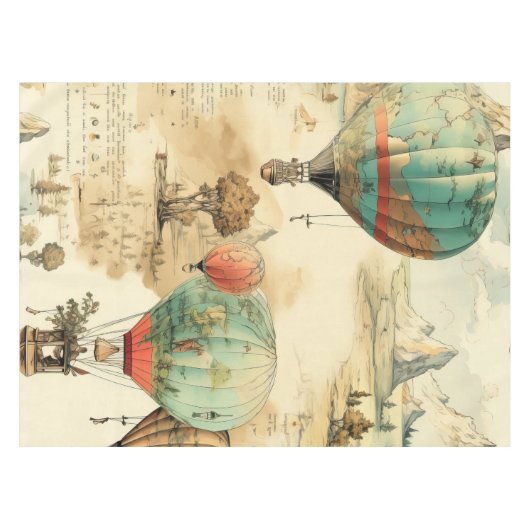 Vintager Heißluftballon in einer Serenlandschaft ( Tischdecke (Vorderseite (Horizontal))