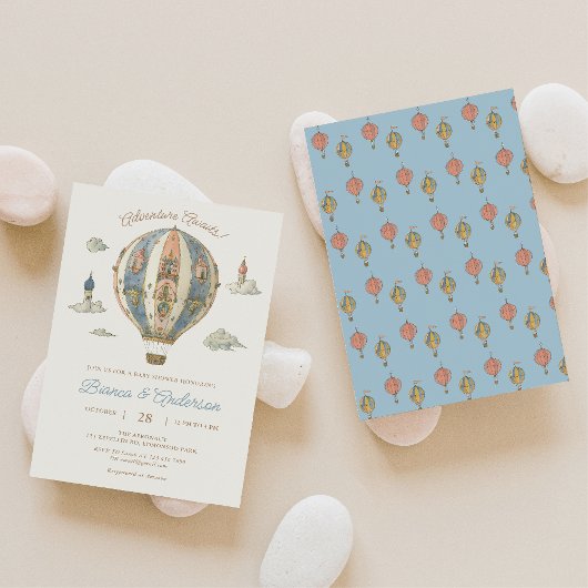 Vintager Heißluftballon Kinderdusche Einladung 3