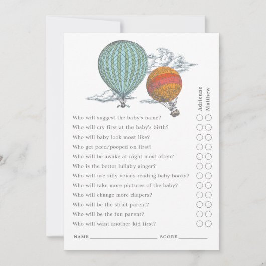 Vintager Heißluftballon nach oben und weg Elternte Einladung (Vorderseite)