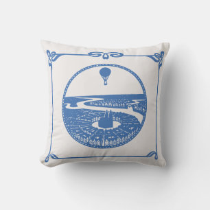 Vintager Heißluftballon Paris Jugendstil-Kissen Kissen