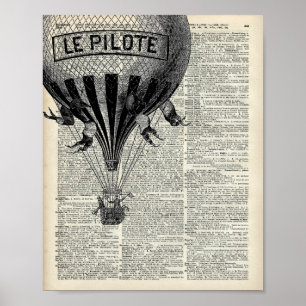 Vintager Heißluftballon Poster