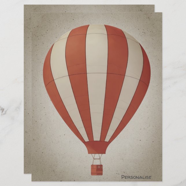 Vintager Heißluftballon Rotes Weißbuch (Vorne/Hinten)