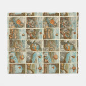 Vintager Heißluftballon Sammelkartenmuster Fleecedecke (Vorderseite (Horizontal))