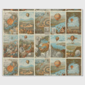 Vintager Heißluftballon Sammelkartenmuster Geschenkpapier (Flach)