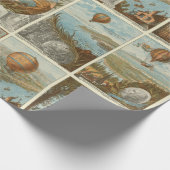 Vintager Heißluftballon Sammelkartenmuster Geschenkpapier (Ecke)