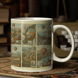 Vintager Heißluftballon Sammelkartenmuster Kaffeetasse