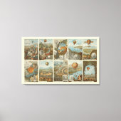 Vintager Heißluftballon Sammelkartenmuster Leinwanddruck (Vorderseite)