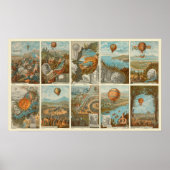 Vintager Heißluftballon Sammelkartenmuster Poster (Vorne)