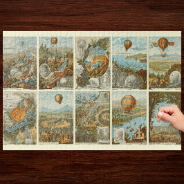 Vintager Heißluftballon Sammelkartenmuster Puzzle