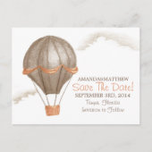 Vintager Heißluftballon Save the Date Ankündigungspostkarte (Vorderseite)