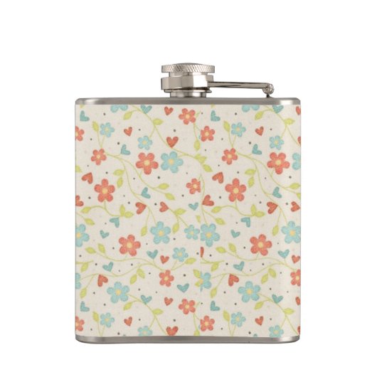 Vintager heller Frühlings-beschäftigtes mit Flachmann (Rückseite)