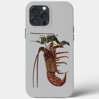Vintager Helmtaucher, der einen Riesenlobster beob Case-Mate iPhone Hülle