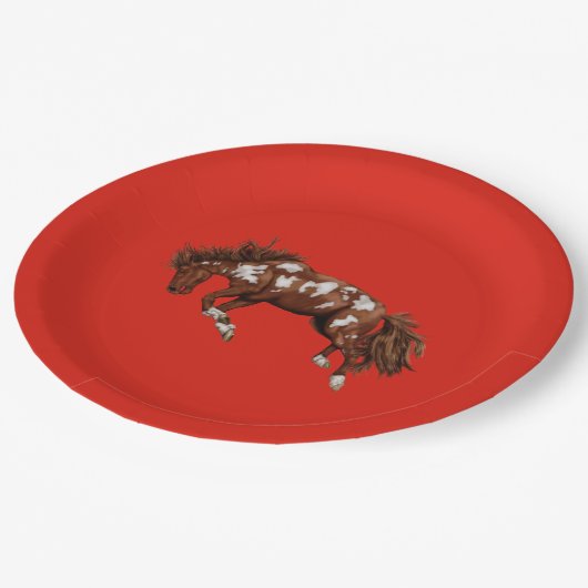 Vintager Hengst Pappteller (Schrägansicht)