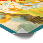 Vintager Herbst bei Yunoyama Onsen Japan Travel Poster (Ecke)