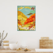 Vintager Herbst bei Yunoyama Onsen Japan Travel Poster (Küche)