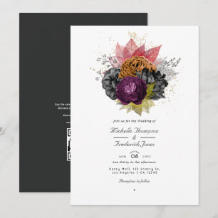 Vintager Herbst - Fall Floral QR Code UAWG Wedding Einladung