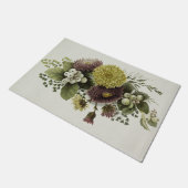 Vintager Herbst-Gold-Chrysanthemen mit Berries Fußmatte (Schrägansicht)