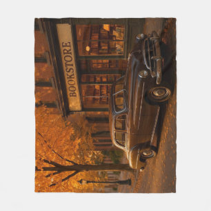 Vintager Herbst/Herbst-Buchladen Fleecedecke