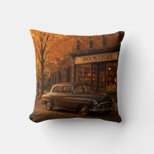Vintager Herbst/Herbst-Buchladen Kissen