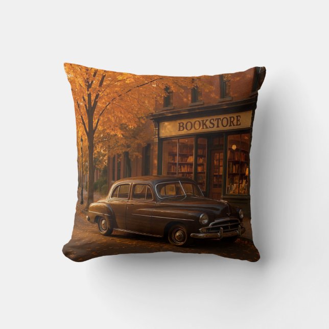 Vintager Herbst/Herbst-Buchladen Kissen (Vorderseite)