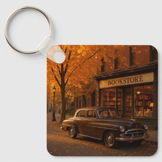 Vintager Herbst/Herbst-Buchladen Schlüsselanhänger (Vorderseite)