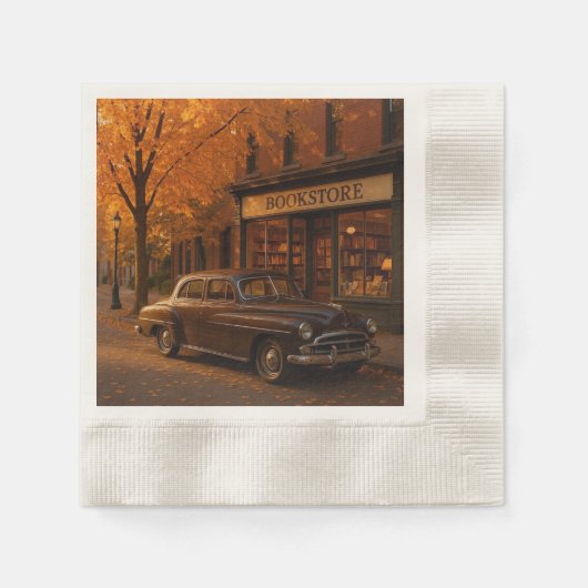 Vintager Herbst/Herbst-Buchladen Serviette (Vorderseite)