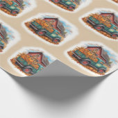 Vintager Herbst-LKW und Stall, Retro-Herbsttag, Geschenkpapier (Ecke)