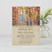 Vintager Herbst Rustikale Herbstlichter Hochzeit Einladung (Stehend Vorderseite)